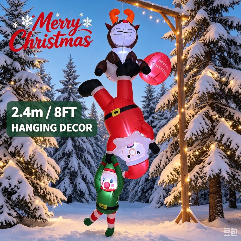 Santa'S Elves Holiday Lighting & Decor Llc - 8FT Hanging Inflatable Christmas Climbing Santa
