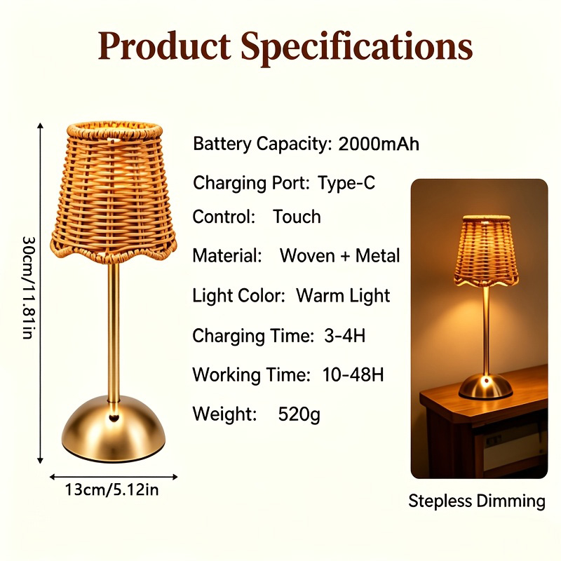 Bohemian Woven Rattan Art Tabl - Lighting Decoration For Home ulasan dan harga