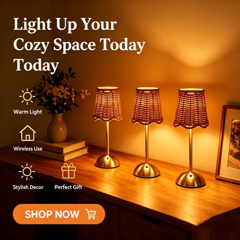 Bohemian Woven Rattan Art Tabl - Lighting Decoration For Home ulasan dan harga