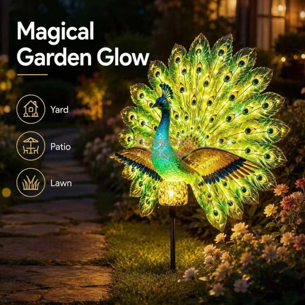 Solar Peacock Garden Sculpture - Yard Lighting Decor ulasan dan harga