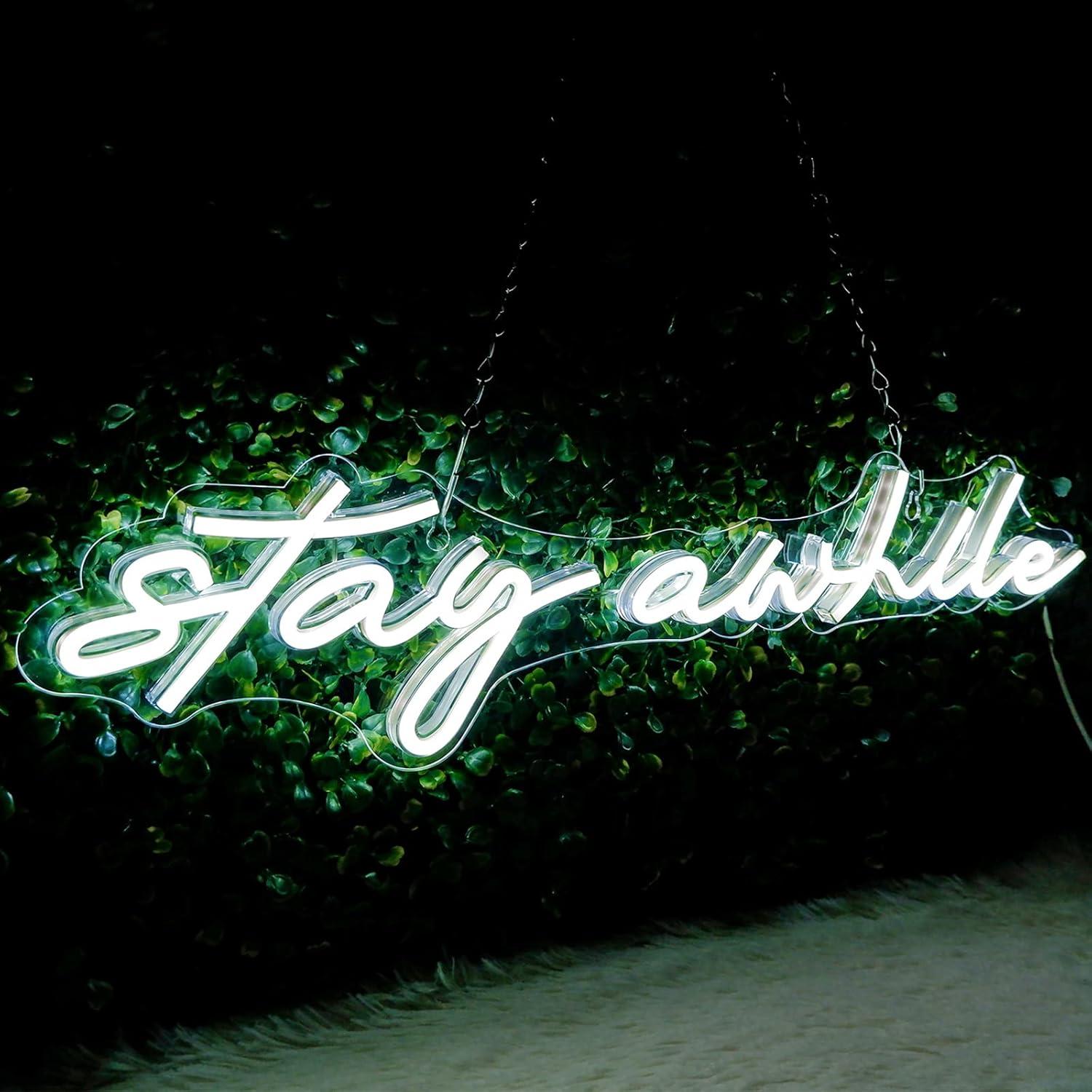 Stay Awhile Neon Signs USB Dim - Wall Decor Lighting ulasan dan harga