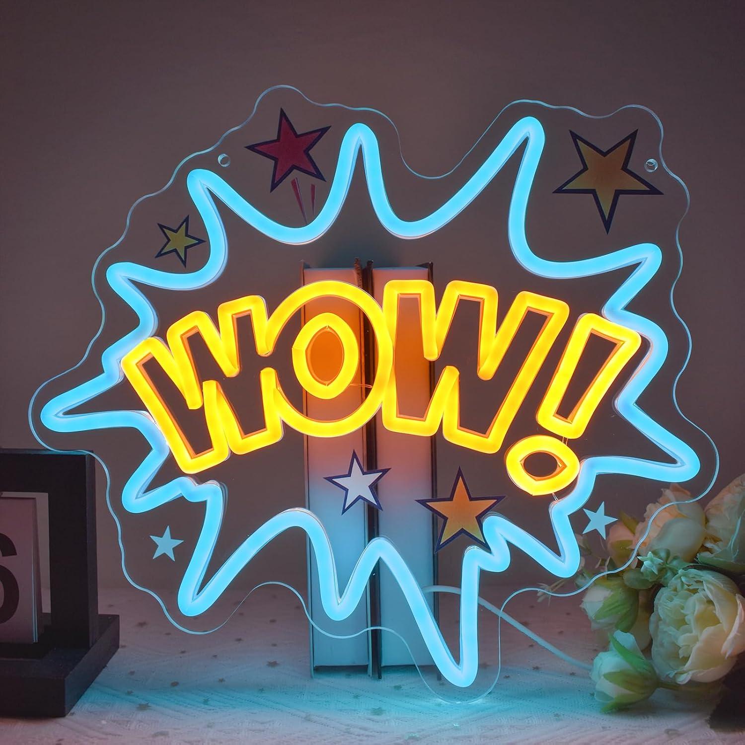 WOW Neon Sign USB Dimmable LED - Lighting Decor Wow ulasan dan harga