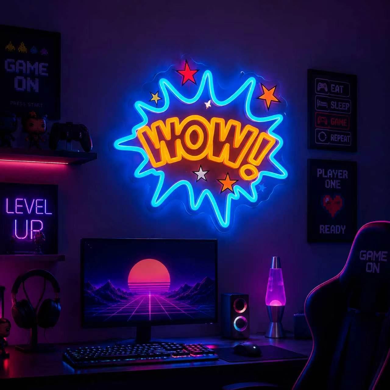 WOW Neon Sign USB Dimmable LED - Lighting Decor Wow ulasan dan harga