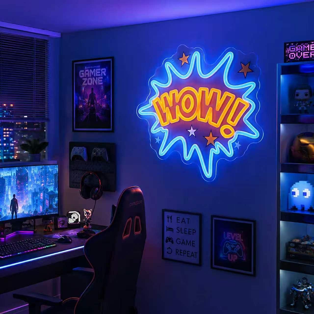 WOW Neon Sign USB Dimmable LED - Lighting Decor Wow ulasan dan harga