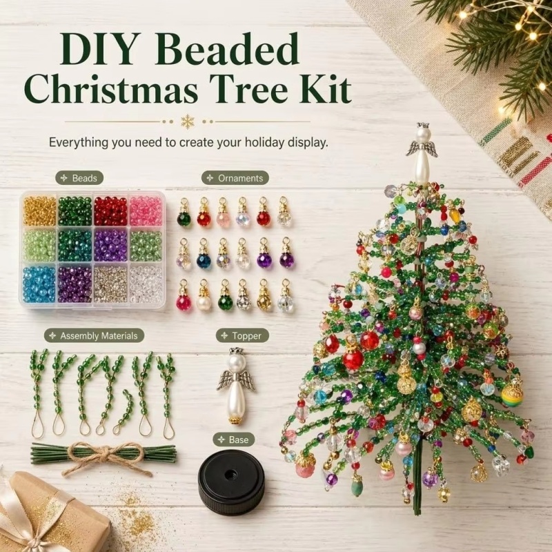 DIY Beaded Christmas Tree Kit  - Home Decor Lighting Tree ulasan dan harga