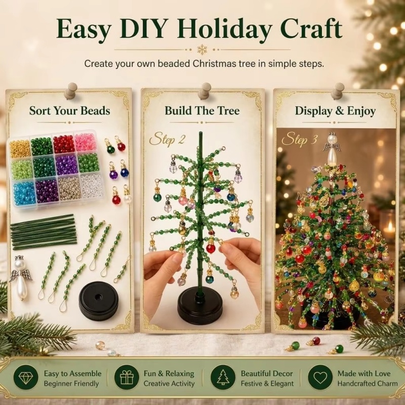 DIY Beaded Christmas Tree Kit  - Home Decor Lighting Tree ulasan dan harga