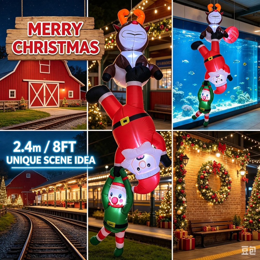 8FT Hanging Inflatable Christm - Santa'S Elves Holiday Lighting & Decor Llc ulasan dan harga