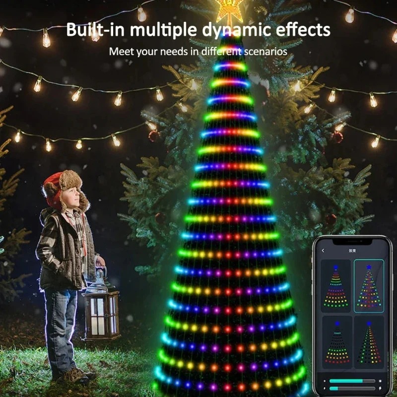 Christmas Star Tree Lights RGB - Home Decor Lighting Tree ulasan dan harga
