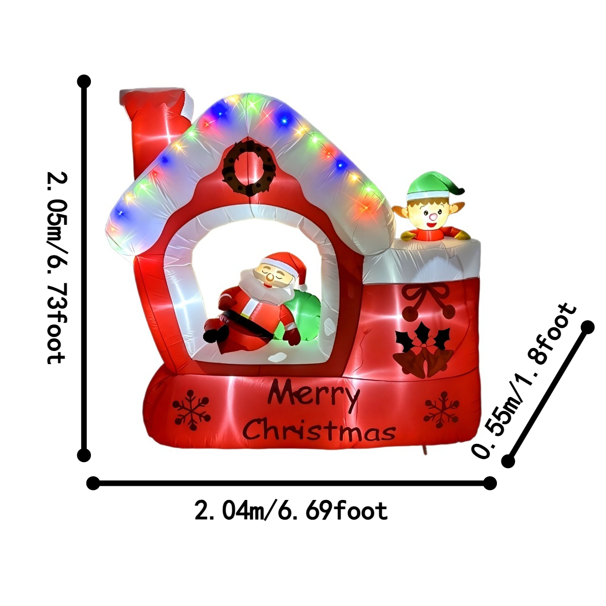 6.7FT Christmas Inflatable Orn - Santa'S Elves Holiday Lighting & Decor Llc ulasan dan harga