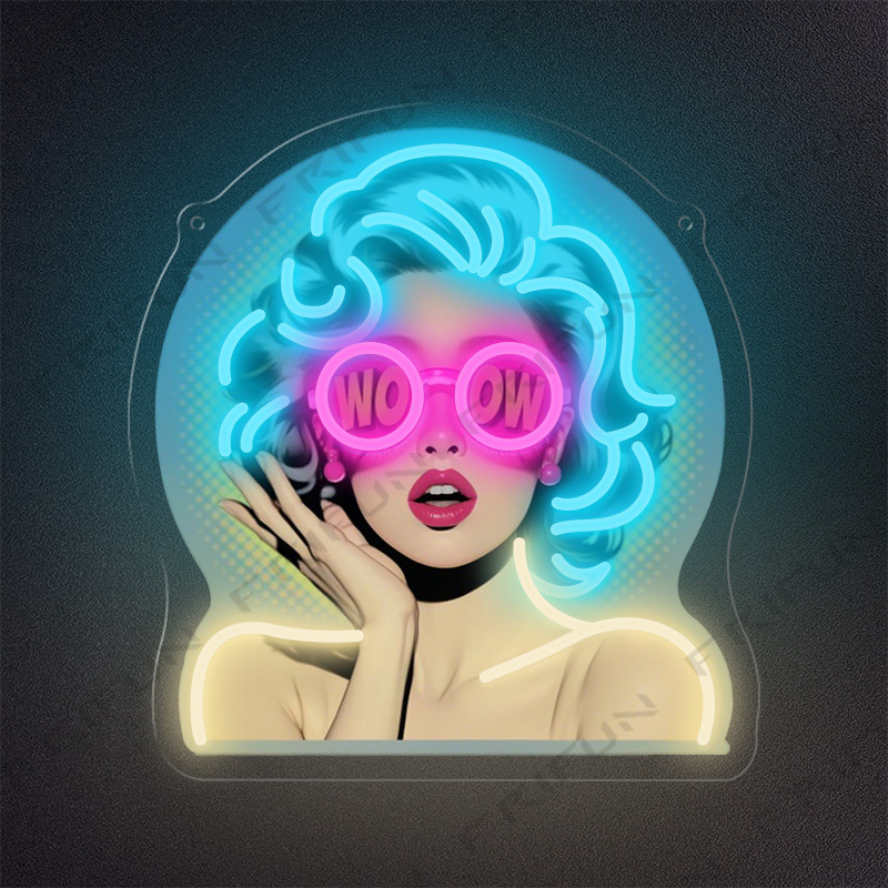 WOW Curl Girl Neon Sign UV Pri - Lighting Decor Wow ulasan dan harga