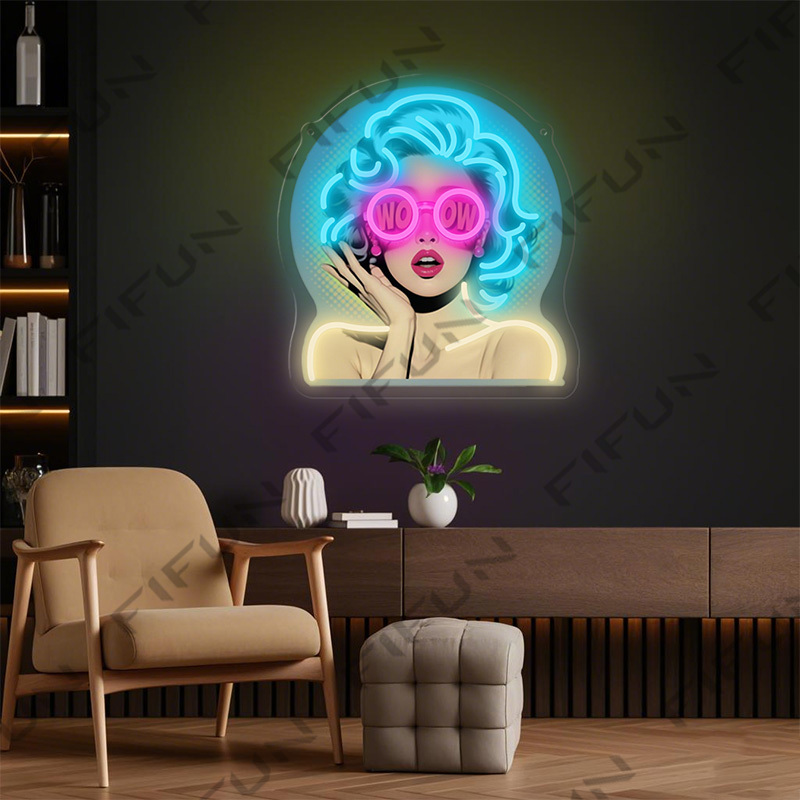 WOW Curl Girl Neon Sign UV Pri - Lighting Decor Wow ulasan dan harga