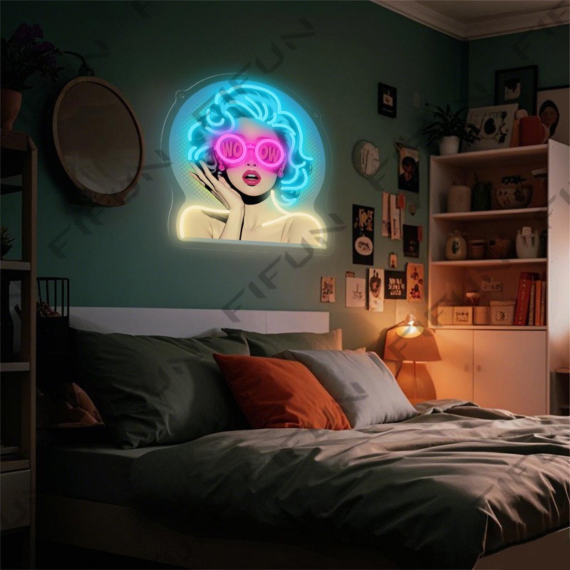 WOW Curl Girl Neon Sign UV Pri - Lighting Decor Wow ulasan dan harga