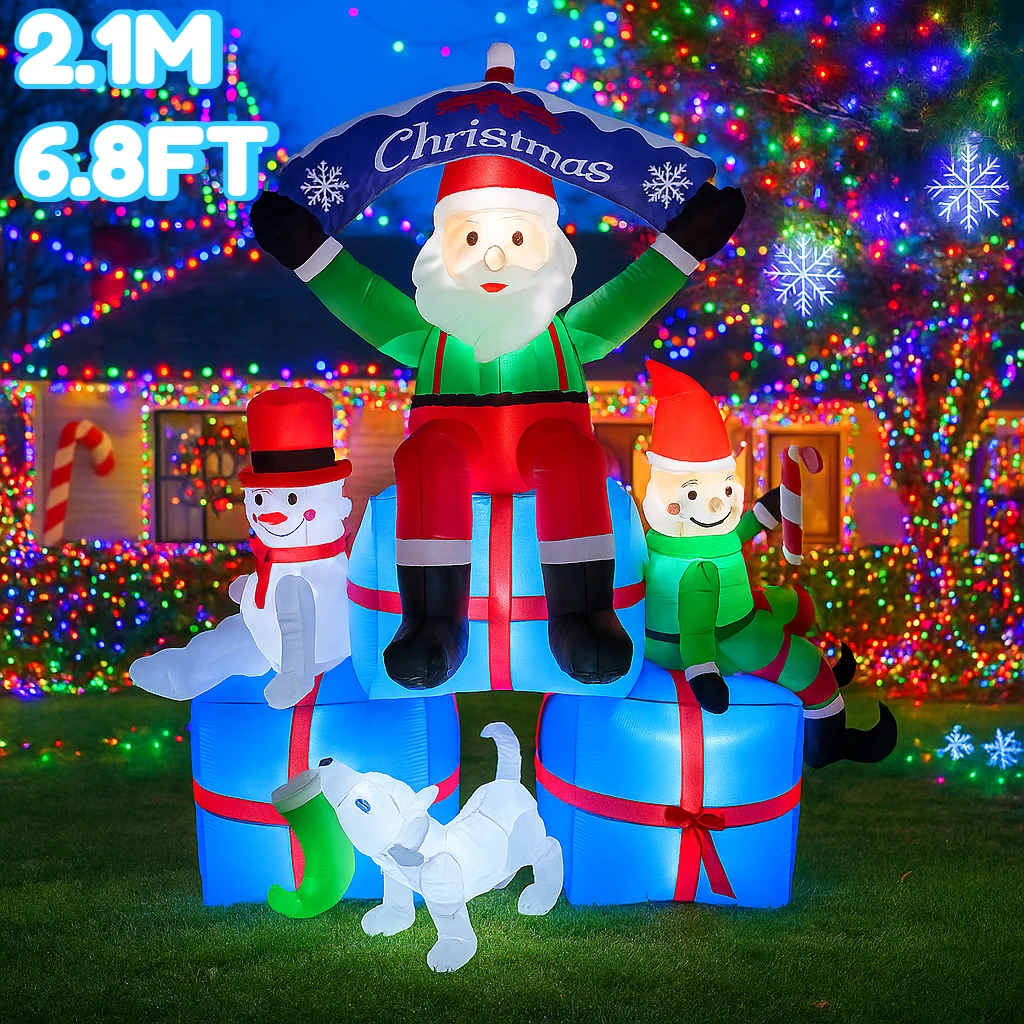 2.1M/6.8FT Santa Snowman Elf D - Santa'S Elves Holiday Lighting & Decor Llc ulasan dan harga