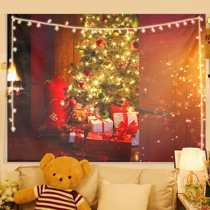 VIKAMA Wall Tapestry Christmas - Home Decor Lighting Tree ulasan dan harga