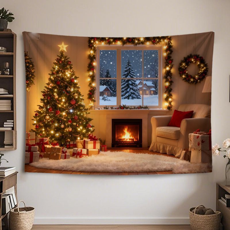 VIKAMA Wall Tapestry Christmas - Home Decor Lighting Tree ulasan dan harga