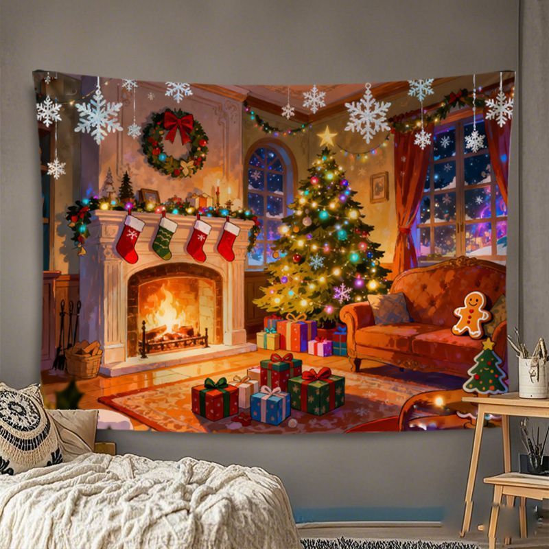 VIKAMA Wall Tapestry Christmas - Home Decor Lighting Tree ulasan dan harga