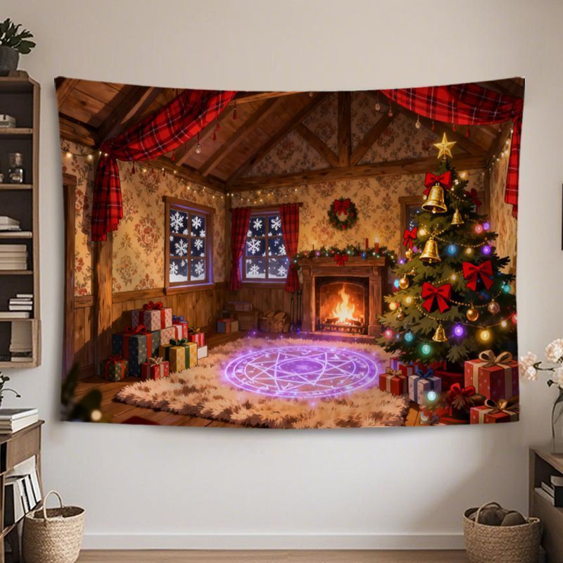 VIKAMA Wall Tapestry Christmas - Home Decor Lighting Tree ulasan dan harga