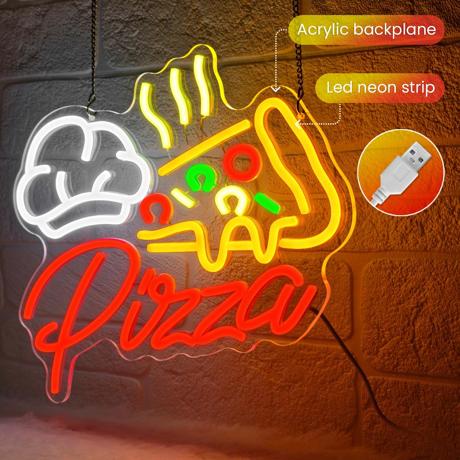 Pizza Neon Sign Colorful Pizza - Wall Decor Lighting ulasan dan harga