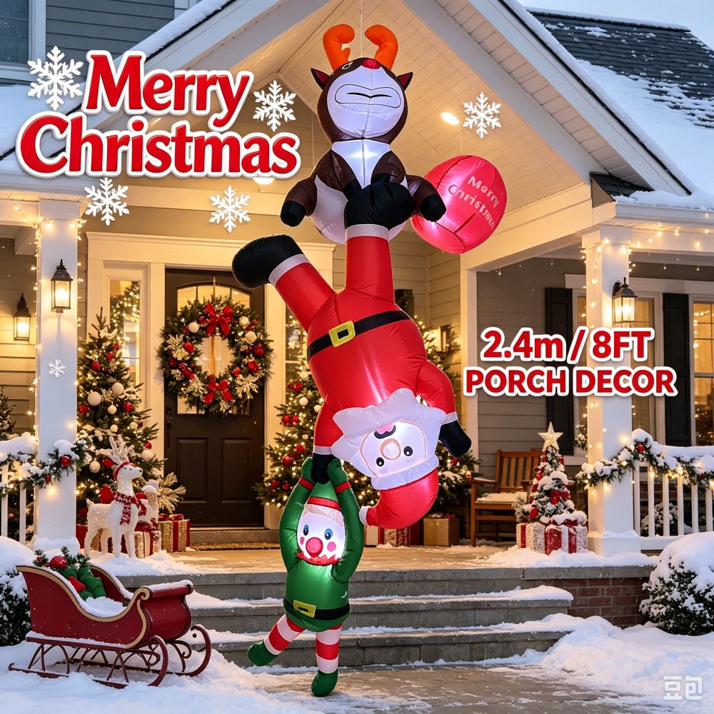 8FT Inflatable Upside Down San - Santa'S Elves Holiday Lighting & Decor Llc ulasan dan harga