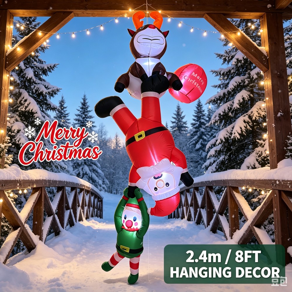 8FT Inflatable Upside Down San - Santa'S Elves Holiday Lighting & Decor Llc ulasan dan harga