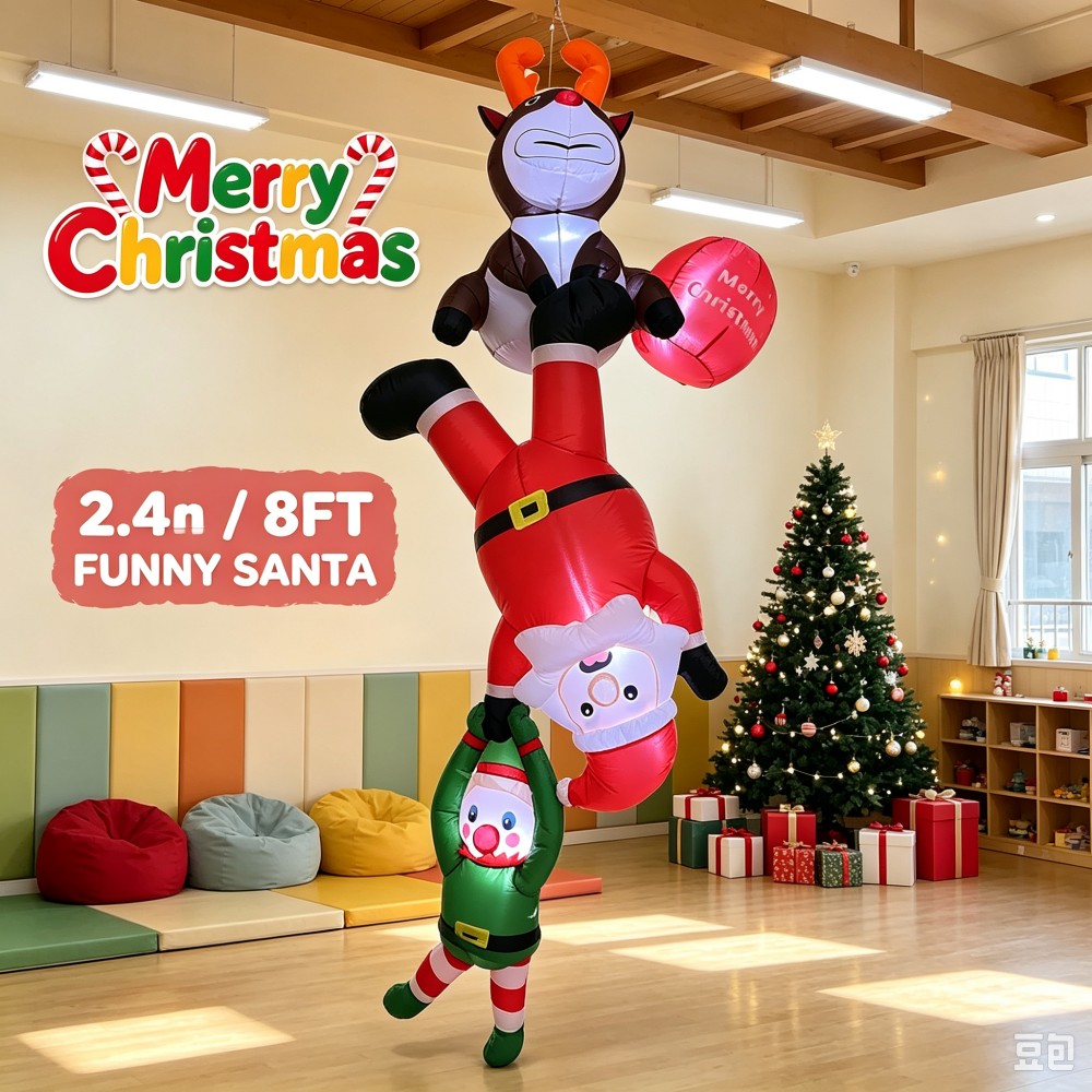 8FT Inflatable Upside Down San - Santa'S Elves Holiday Lighting & Decor Llc ulasan dan harga