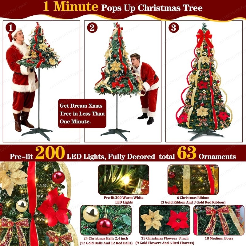 180CM Pre‑Lit Foldable Christm - Home Decor Lighting Tree ulasan dan harga