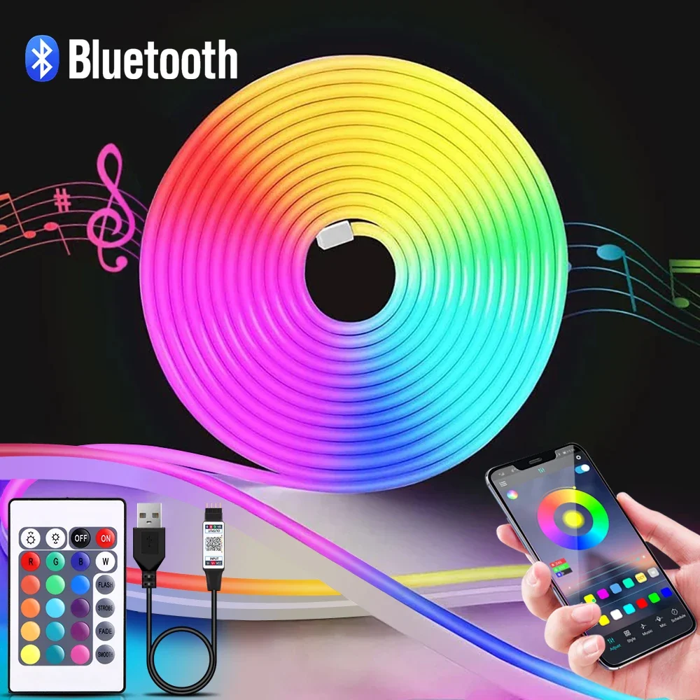 1-5m RGB LED Neon Strip Light  - Lighting Decoration For Home ulasan dan harga